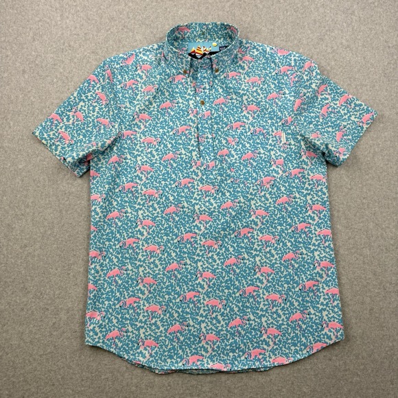 chubbies Other - Chubbies Shirt Mens Medium Blue Polo Flamingo All Over Print Performance Golf